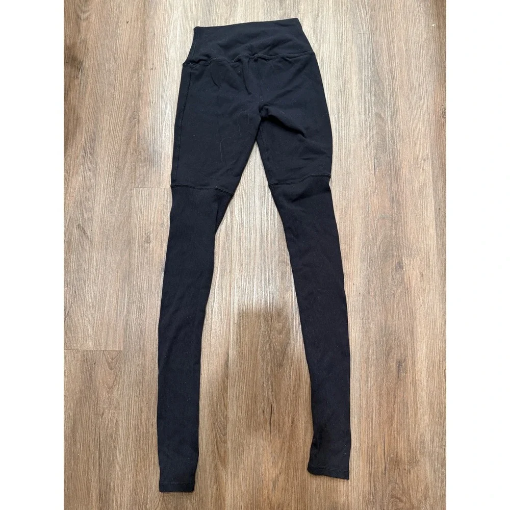 Alo Yoga Goddess High Waisted Ribbed Leggings Black Women XS W5424R